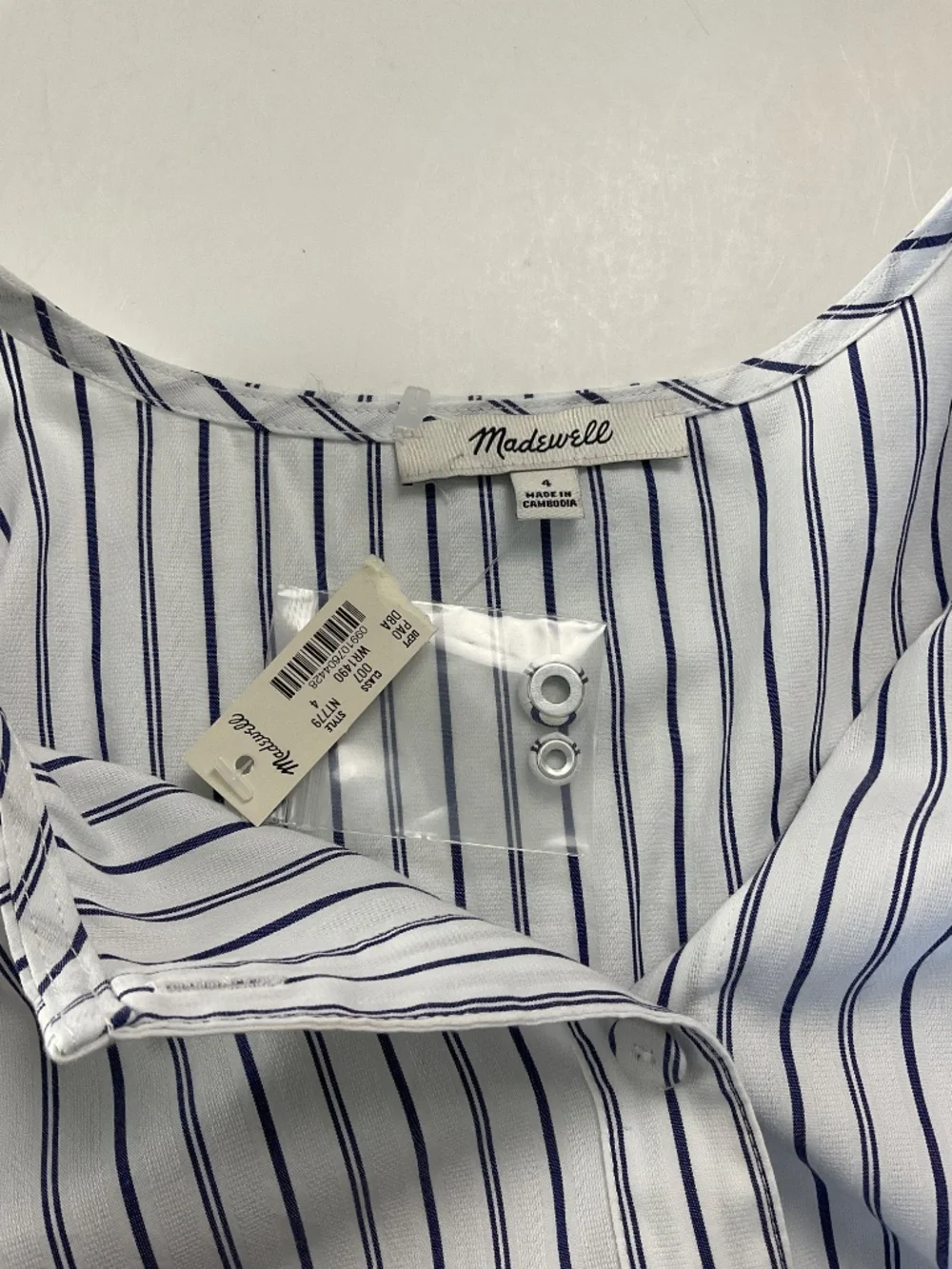 Madewell Puff-Sleeve Button Up Top in Stripe‎ NWT